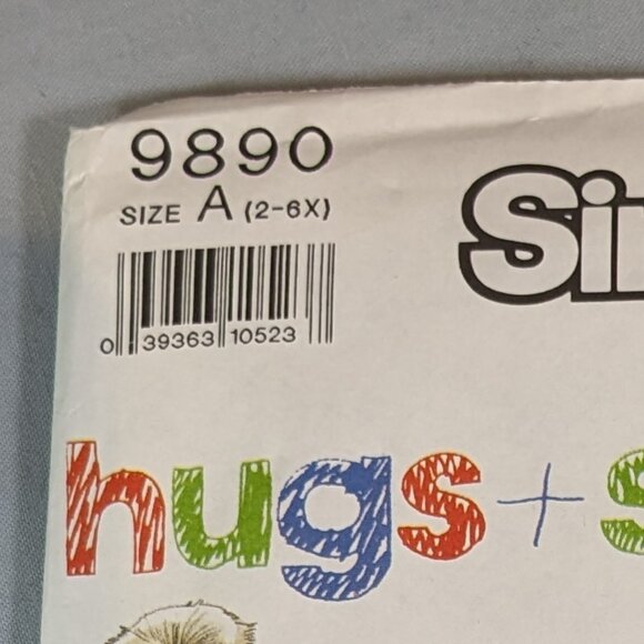 Simplicity pattern 9890 hugs + stitches size A VINTAGE! 1990 NEW/UNCUT! - Picture 2 of 12